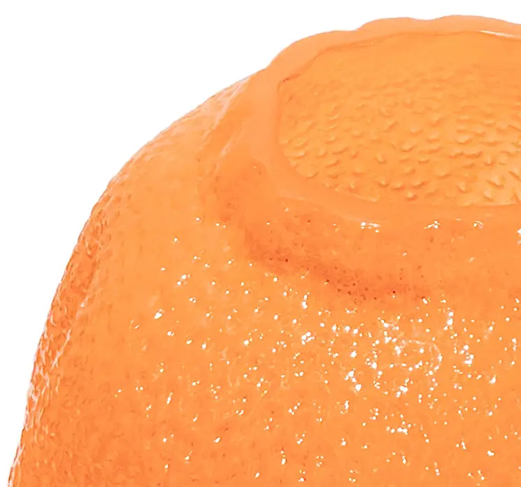 Vase af glas i orange med appelsinlignende overflade 17cm closeup