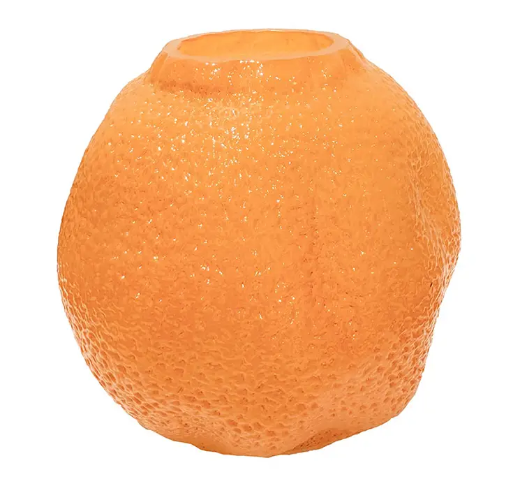 Vase af glas i orange med appelsinlignende overflade 17cm