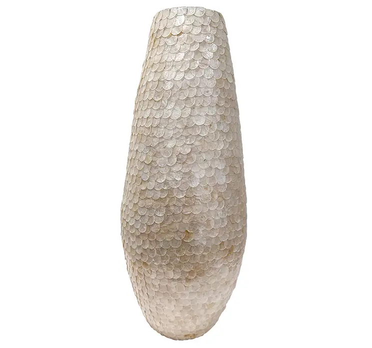 Vase i creme farvet med struktureret overflade 58cm