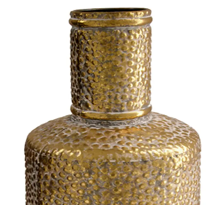Vase af banket metal med guld look 52cm closeup