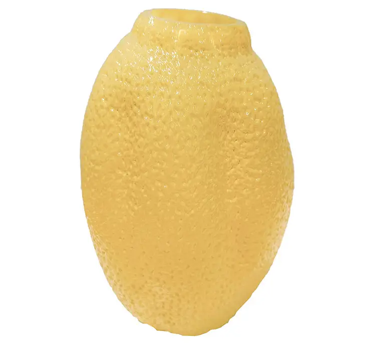 Vase af glas i gul med citronlignende overflade 29cm