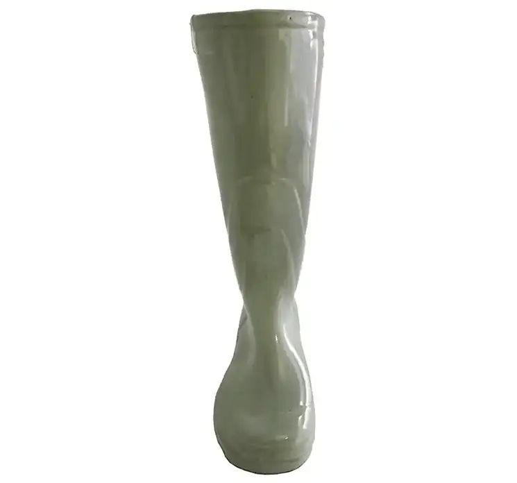 Vase formet som gummistøvle af porcelæn i grøn 29cm forside
