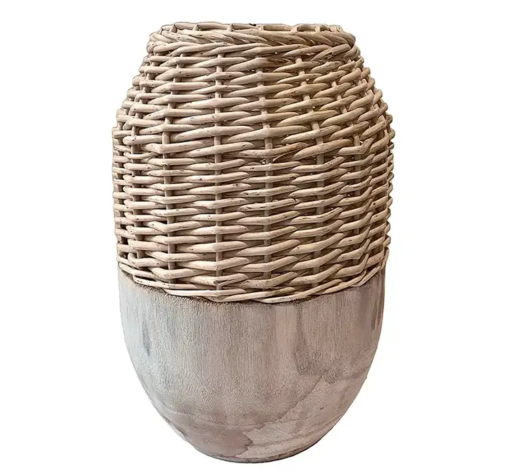 Vase af paulownia træ med flet 38cm