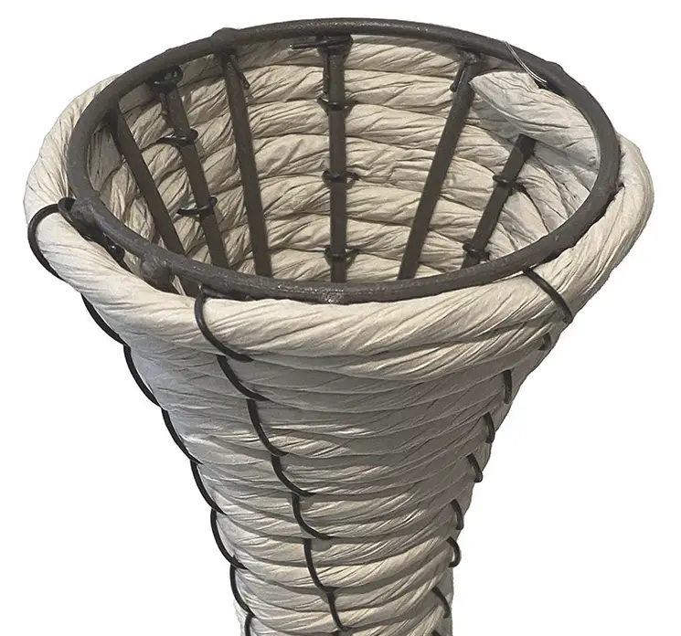 Vase af flettet reb i hvid 57cm closeup