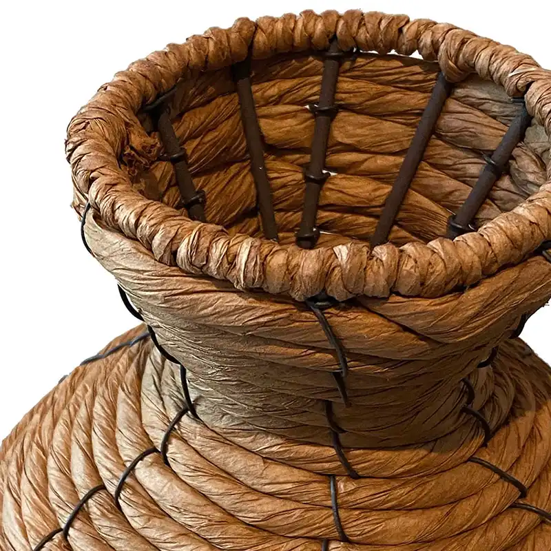 Vase af flettet reb i naturfarvet 57cm closeup