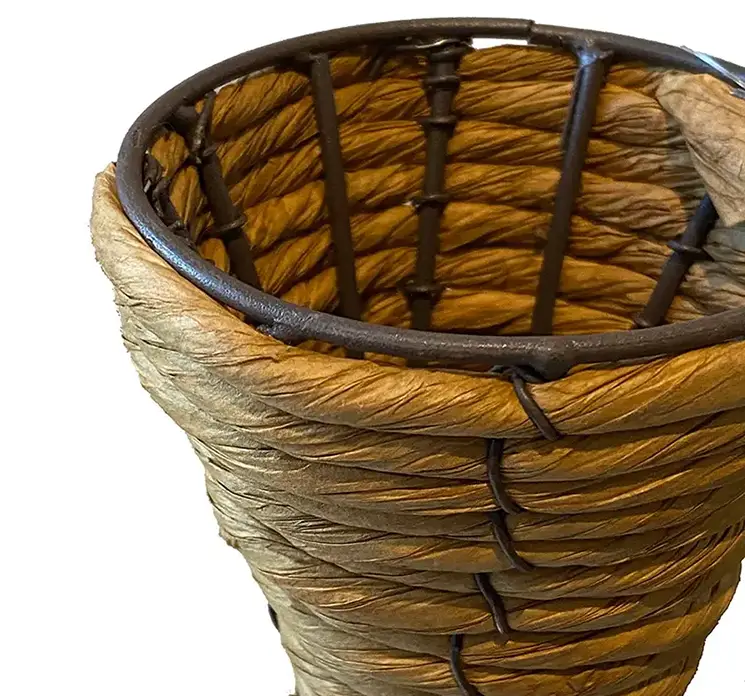 Vase af flettet reb i naturfarvet 57cm closeup