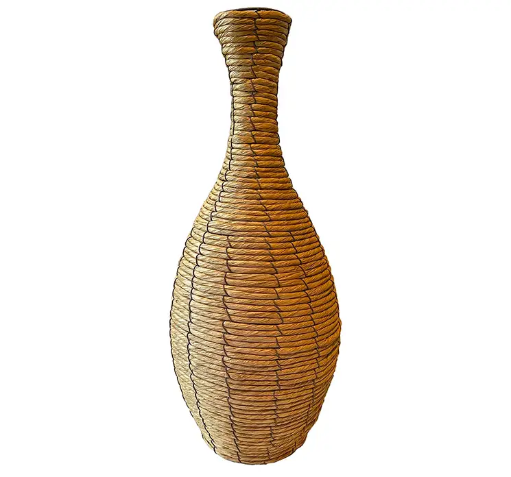 Vase af flettet reb i naturfarvet 57cm