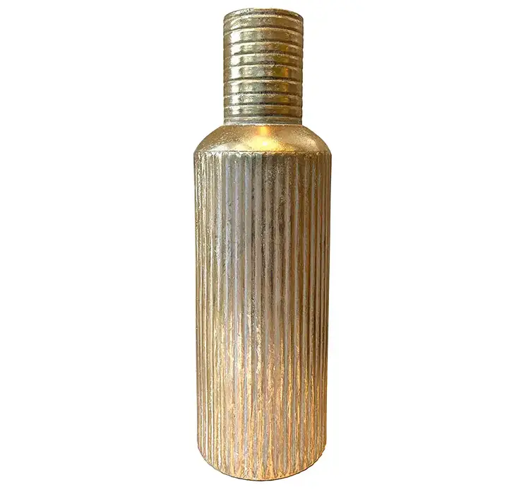 Vase af metal i guld farvet med mønster 53cm