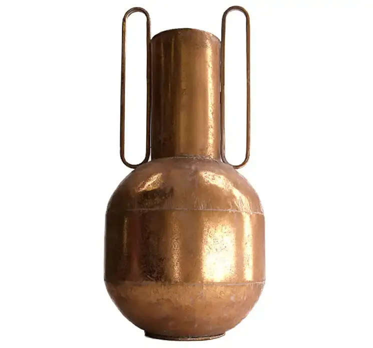 Vase af metal med bronze look og hanke 53cm
