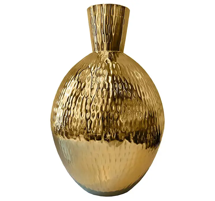 Vase krukke af metal i guld farvet med mønster 39cm