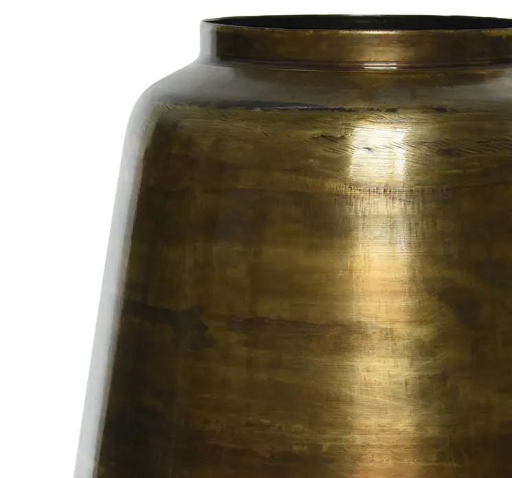 Vase af metal i antik farve 29cm closeup