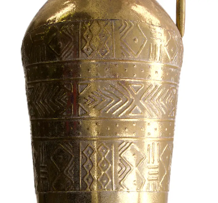 Vase med hank af metal i guld look 48cm closeup