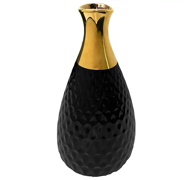 Vase af keramik i sort med guld farvet top 25cm