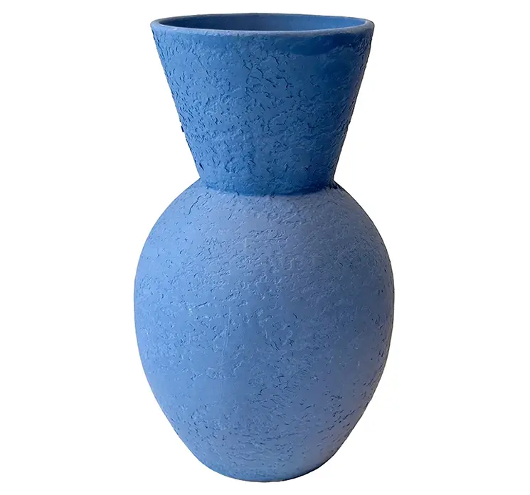 Vase af terracotta i blå med flot form 30cm