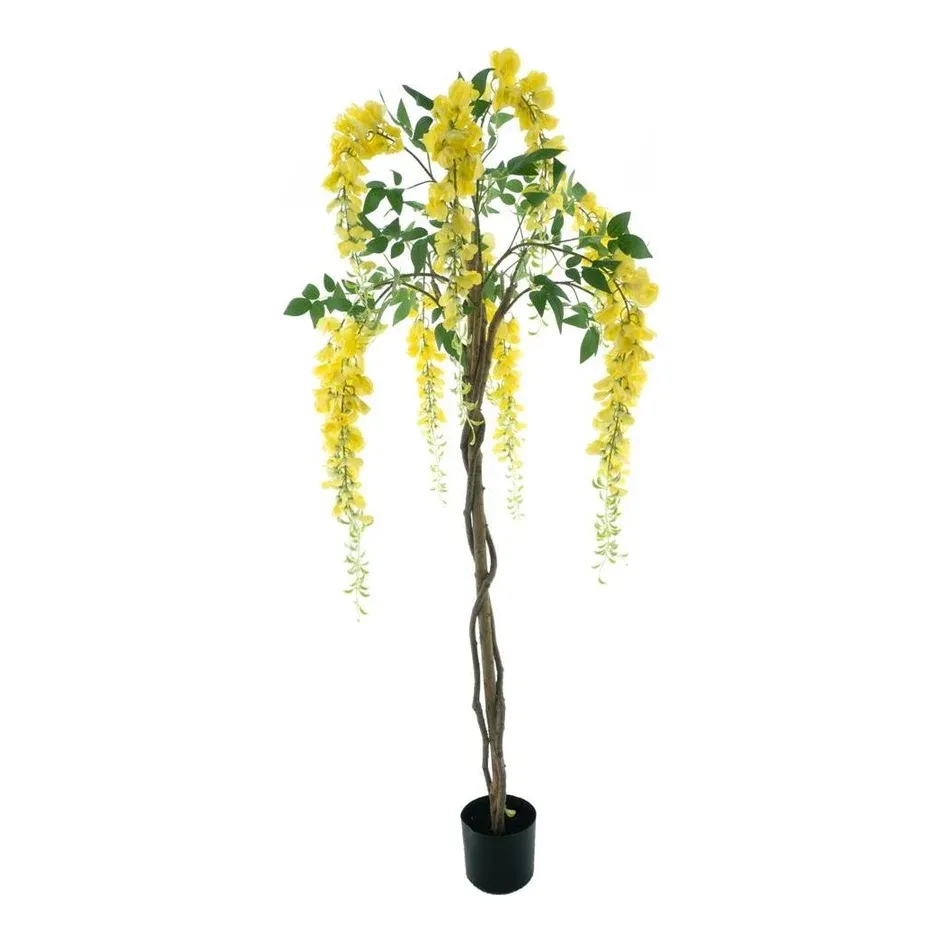 Wisteria træ i potte, 150cm, gul, kunstig plante – Brøndsholm