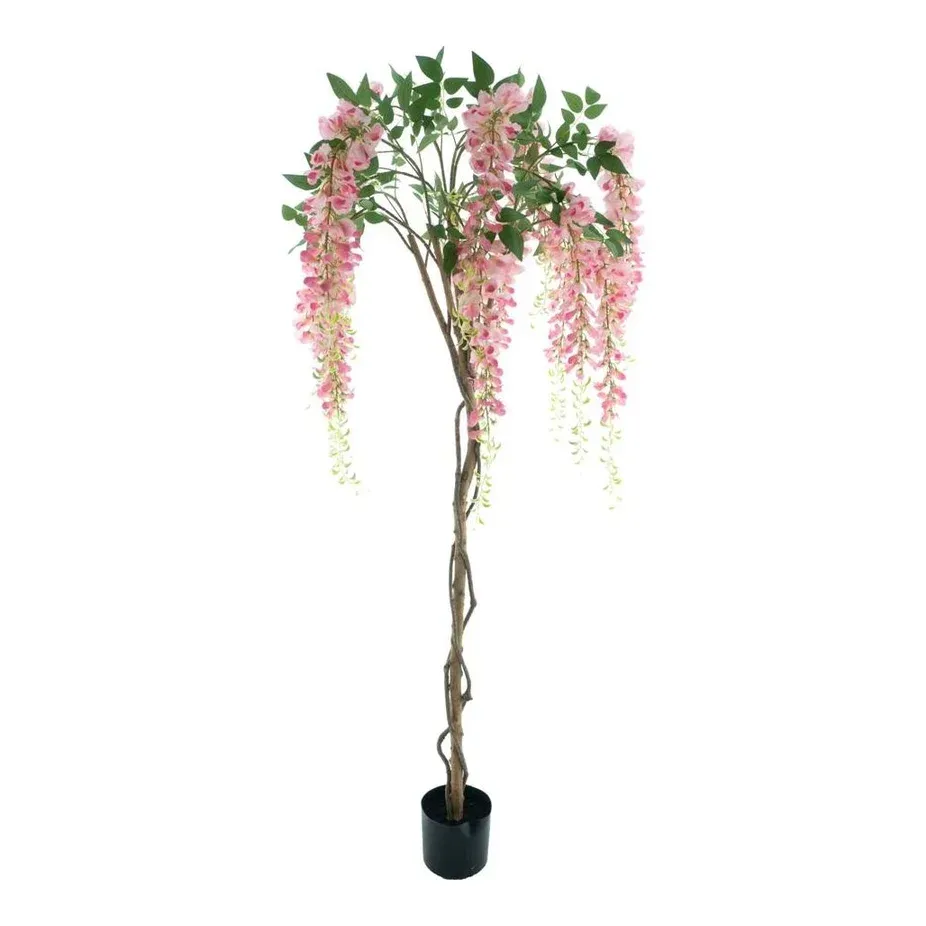 Wisteria træ i potte, 180cm, pink, kunstig plante – Brøndsholm