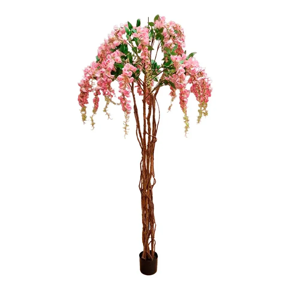Wisteria træ i potte, 210cm, pink, kunstig plante – Brøndsholm